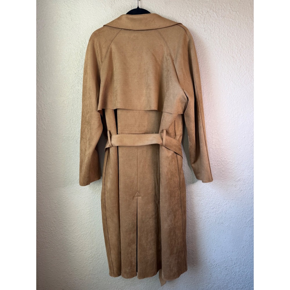 Banana Republic Camel Vegan Suede Trench Coat XL Long - Picture 4 of 11
